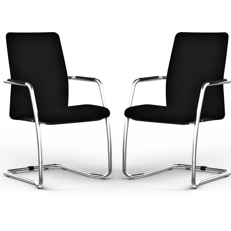 Fauteuils visiteurs en cuir dossier haut structure chromée Fauteuils visiteurs en cuir dossier haut structure chromée